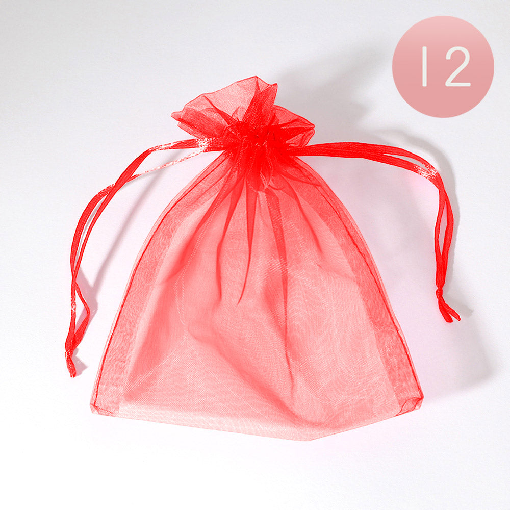 Madeline Love Red 12PCS - 5.5 X 6.5 Ribboned Organza Gift Bags - Jewelry