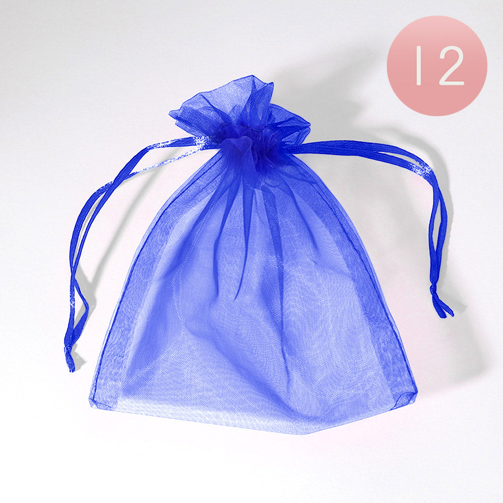 Madeline Love Sapphire 12PCS - 5.5 X 6.5 Ribboned Organza Gift Bags - Jewelry