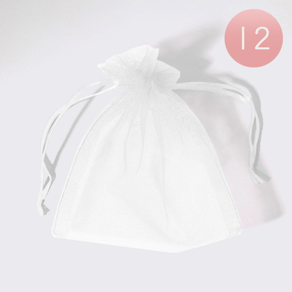Madeline Love White 12PCS - 5.5 X 6.5 Ribboned Organza Gift Bags - Jewelry
