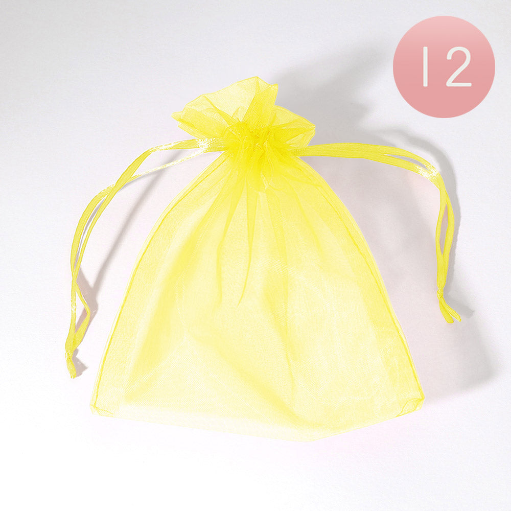 Madeline Love Yellow 12PCS - 5.5 X 6.5 Ribboned Organza Gift Bags - Jewelry