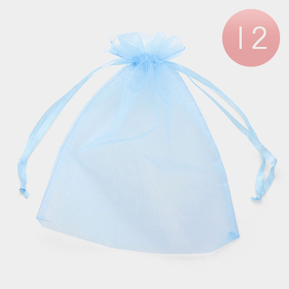 Madeline Love Aqua 12PCS - Organza Drawstring Gift Bags - Jewelry