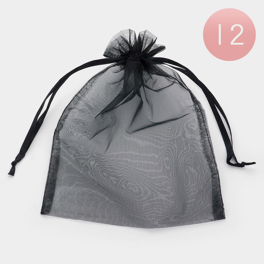 Madeline Love Black 12PCS - Organza Drawstring Gift Bags - Jewelry