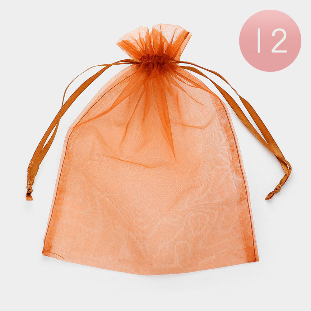Madeline Love Dark Brown 12PCS - Organza Drawstring Gift Bags - Jewelry