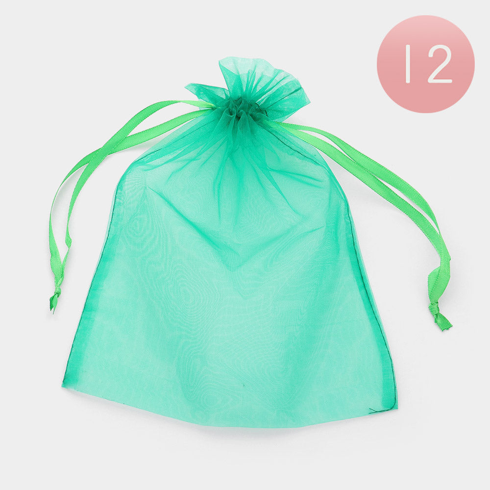 Madeline Love Emerald 12PCS - Organza Drawstring Gift Bags - Jewelry