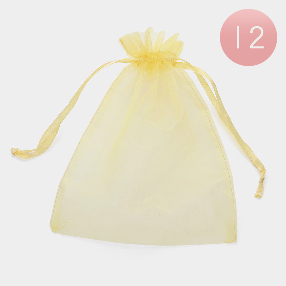 Madeline Love Gold 12PCS - Organza Drawstring Gift Bags - Jewelry