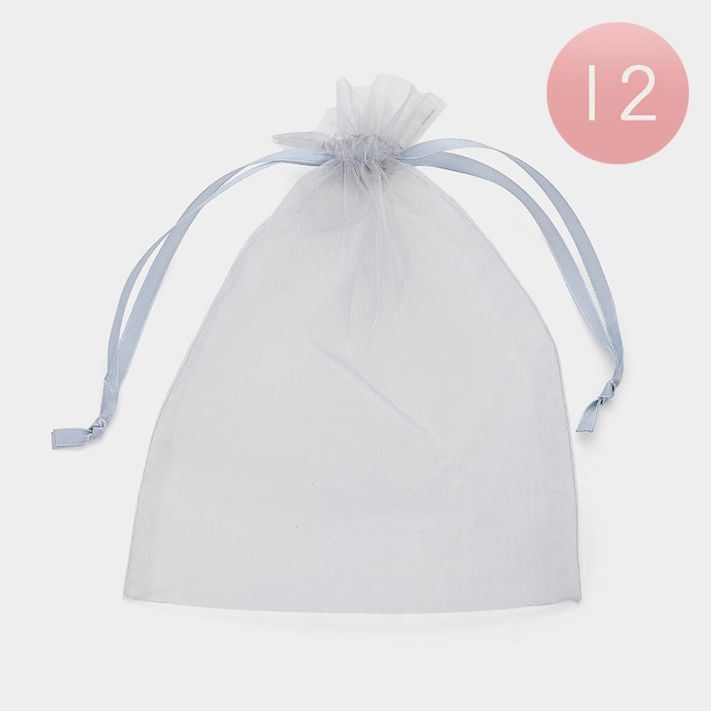Madeline Love Gray 12PCS - Organza Drawstring Gift Bags - Jewelry