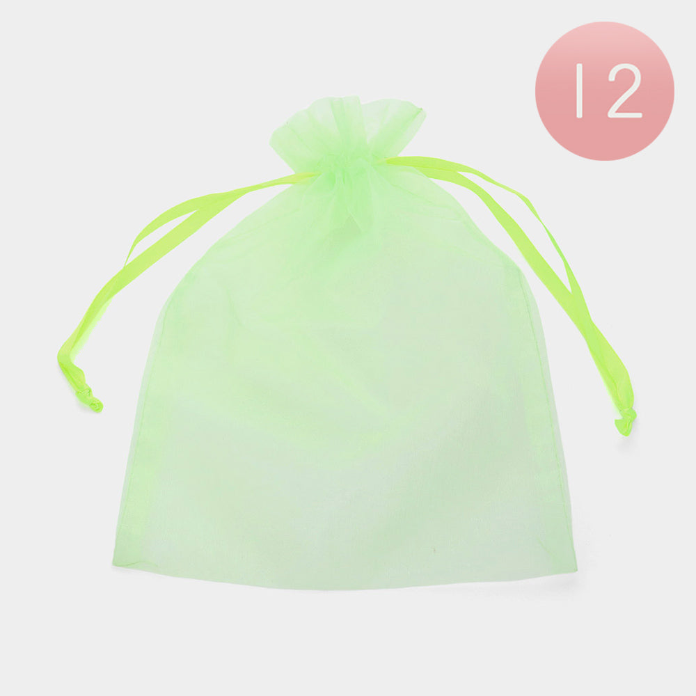 Madeline Love Green, Light 12PCS - Organza Drawstring Gift Bags - Jewelry
