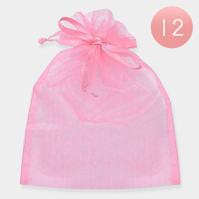 Madeline Love Light, Pink 12PCS - Organza Drawstring Gift Bags - Jewelry