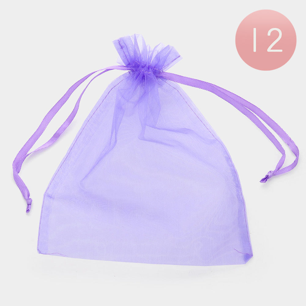 Madeline Love Light, Purple 12PCS - Organza Drawstring Gift Bags - Jewelry