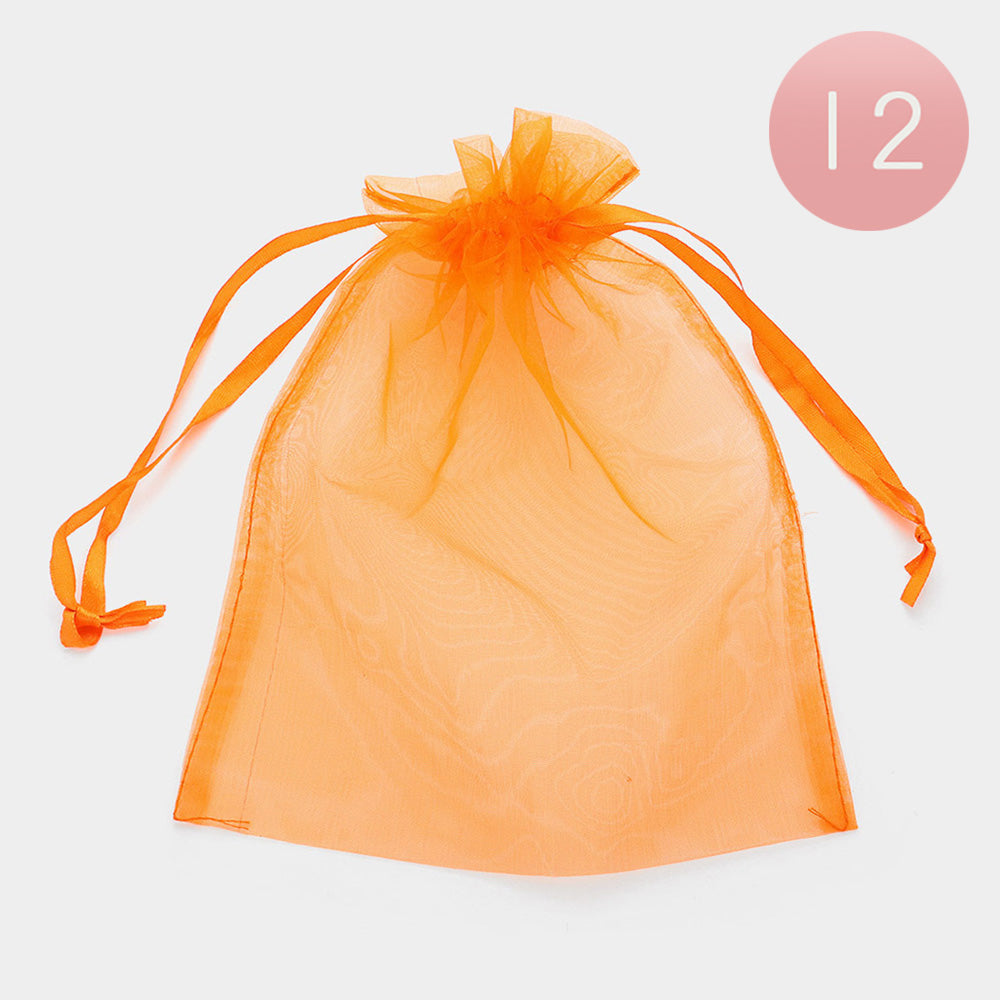 Madeline Love Orange 12PCS - Organza Drawstring Gift Bags - Jewelry