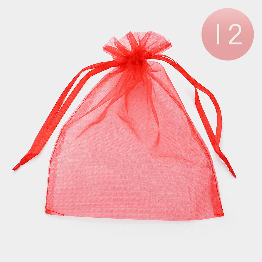 Madeline Love Red 12PCS - Organza Drawstring Gift Bags - Jewelry