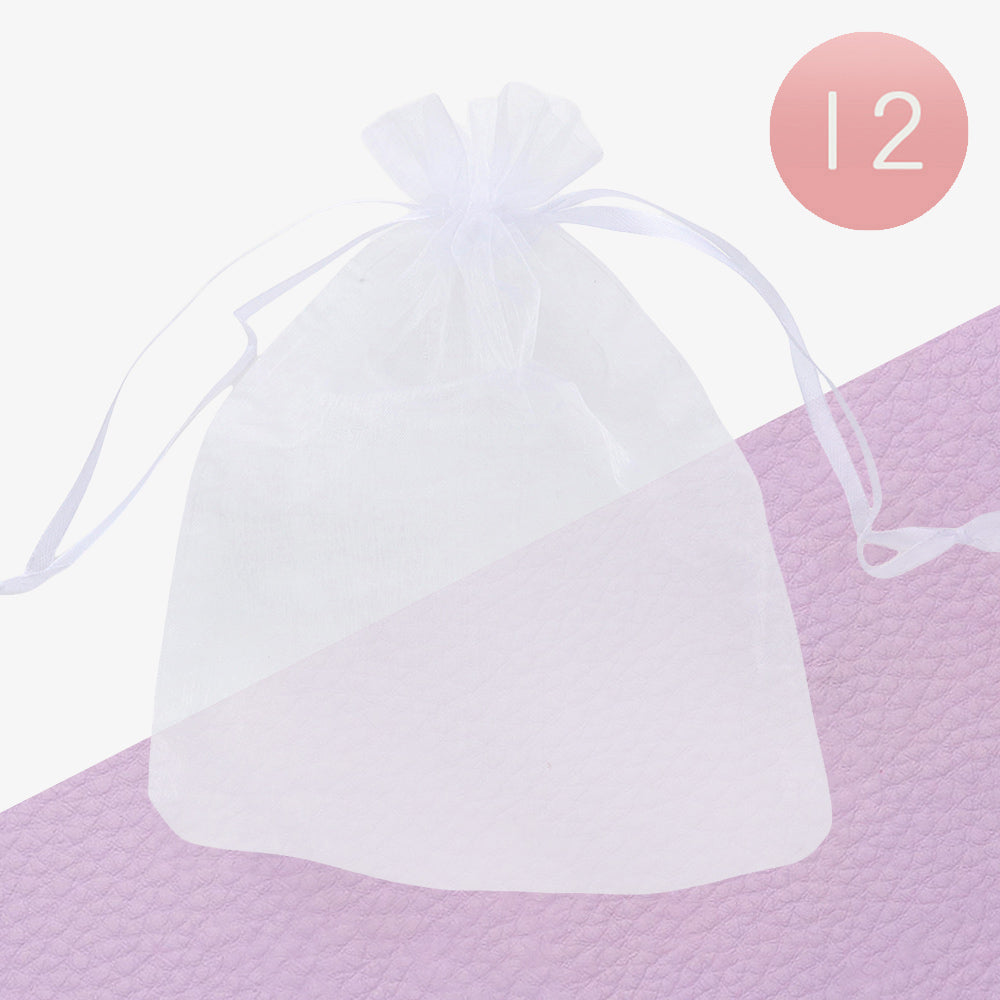 Madeline Love White 12PCS - Organza Drawstring Gift Bags - Jewelry