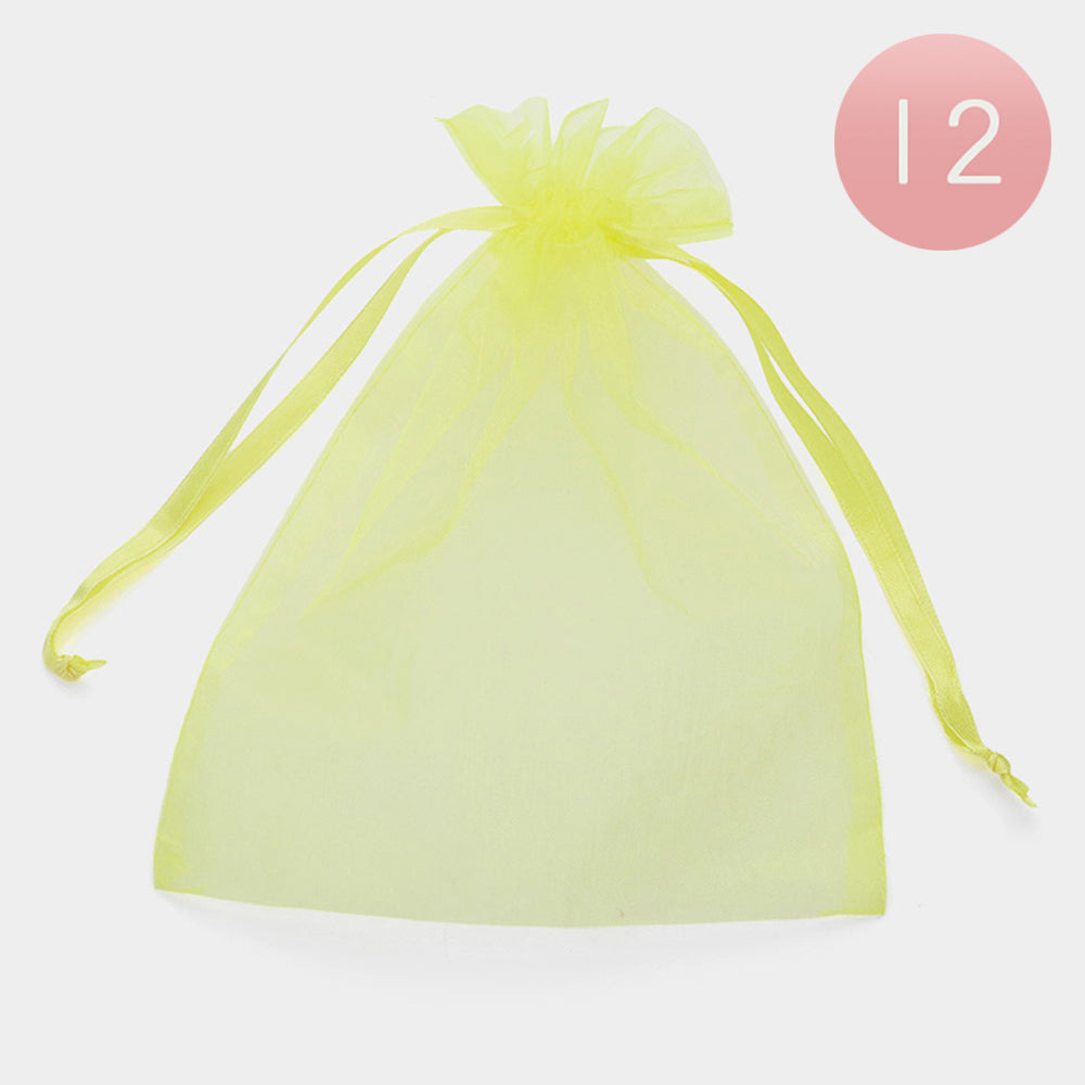 Madeline Love Yellow 12PCS - Organza Drawstring Gift Bags - Jewelry