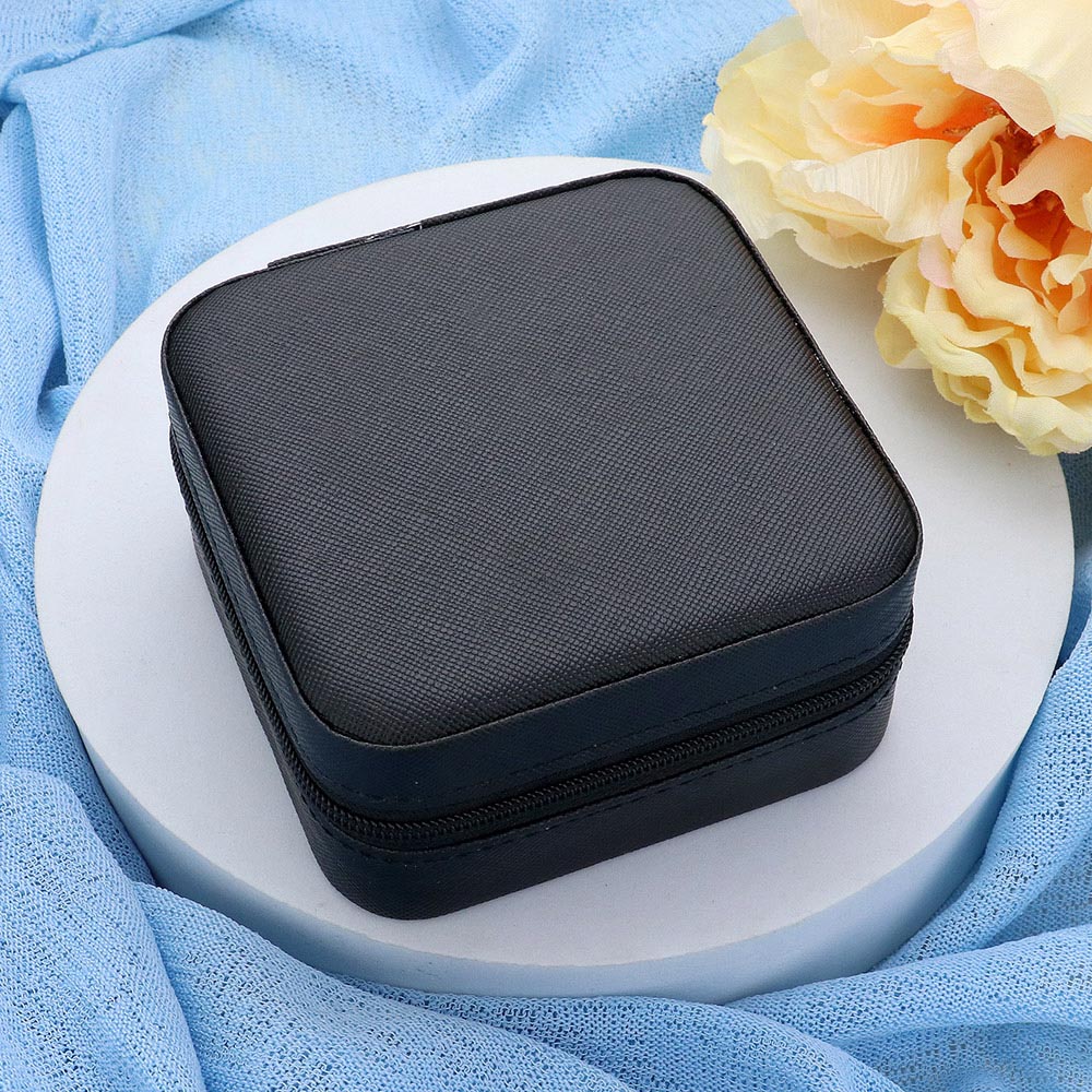 Madeline Love Black Faux Leather Portable Square Jewelry Box - Hair Accessories