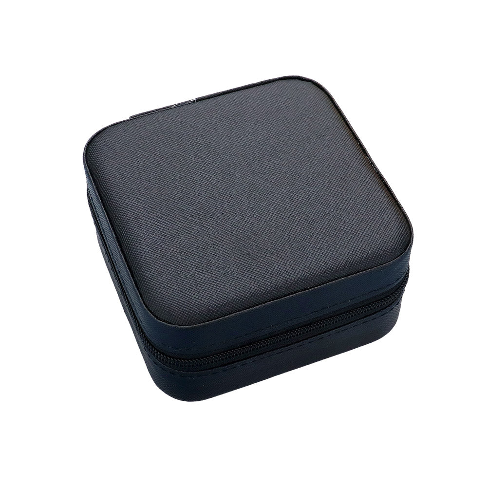 Madeline Love Black Faux Leather Portable Square Jewelry Box - Hair Accessories - desc