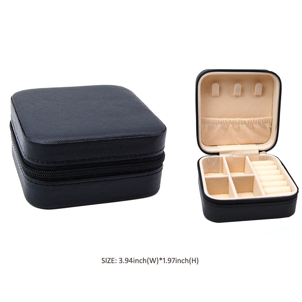 Madeline Love Black Faux Leather Portable Square Jewelry Box - Hair Accessories - extra