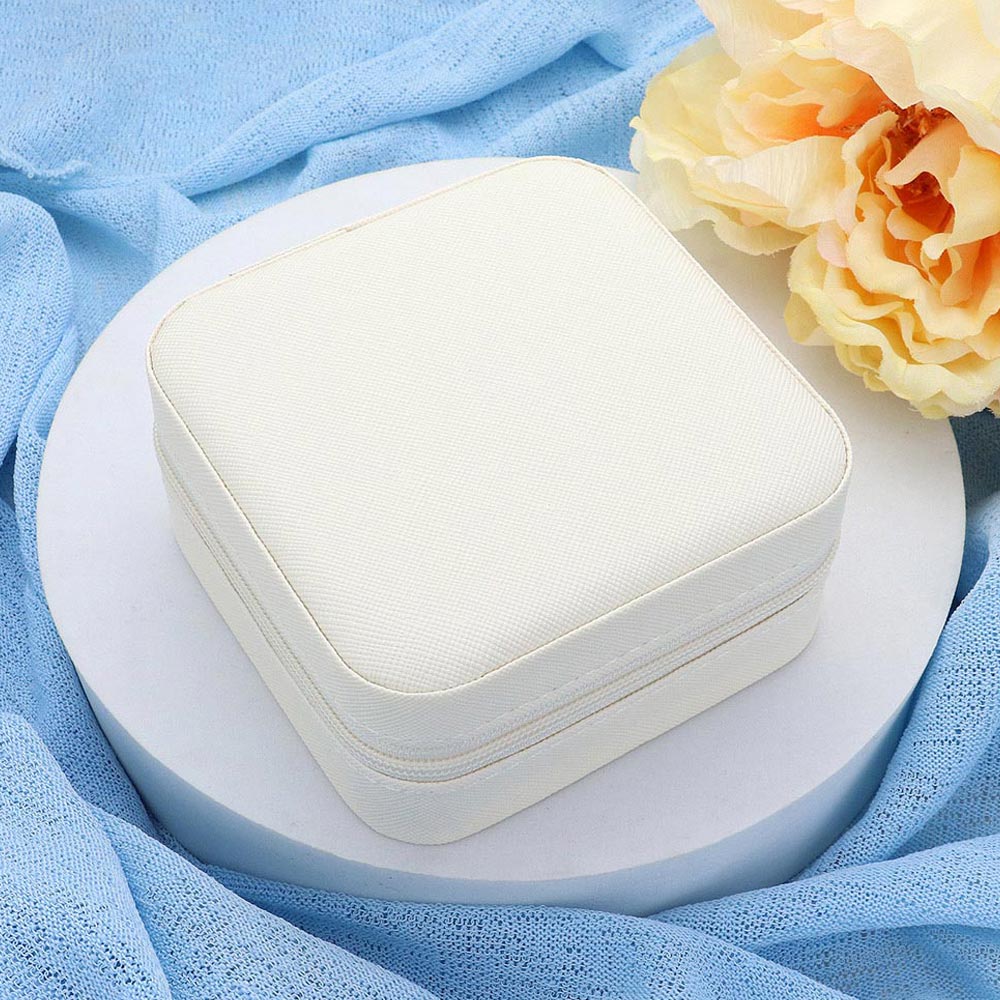 Madeline Love Ivory Faux Leather Portable Square Jewelry Box - Hair Accessories