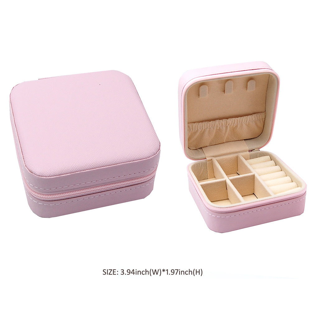 Madeline Love Pink Faux Leather Portable Square Jewelry Box - Hair Accessories - extra