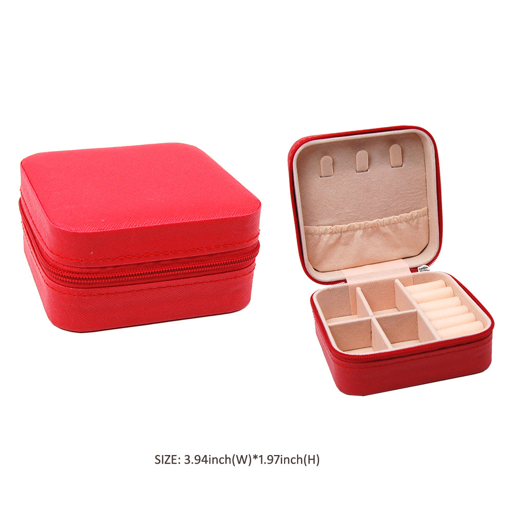 Madeline Love Red Faux Leather Portable Square Jewelry Box - Hair Accessories - extra