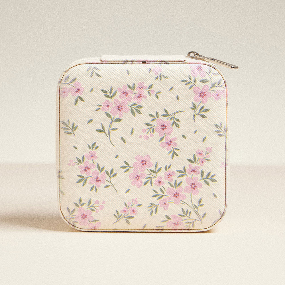 Madeline Love Multi Flower Pattern Portable Square Jewelry Box