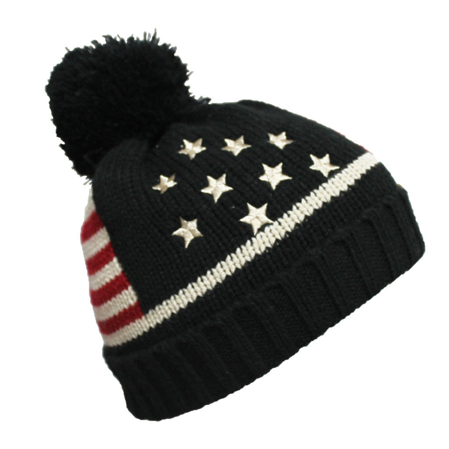 C.C American Flag Knit Pom Hat For Kids