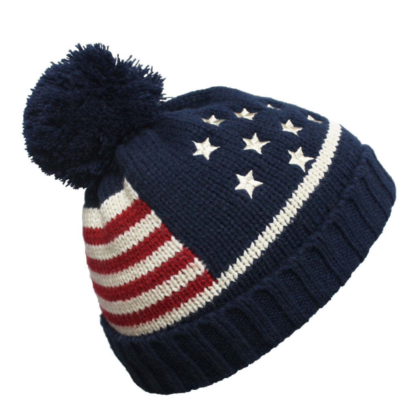 C.C American Flag Knit Pom Hat For Kids