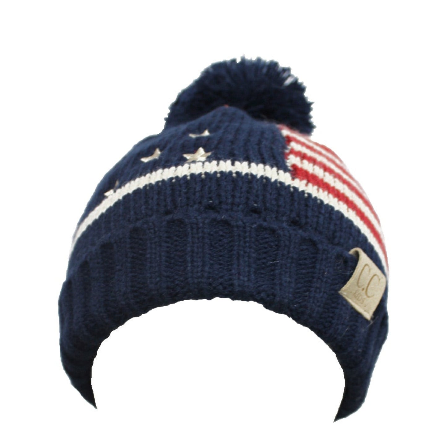 C.C American Flag Knit Pom Hat For Kids