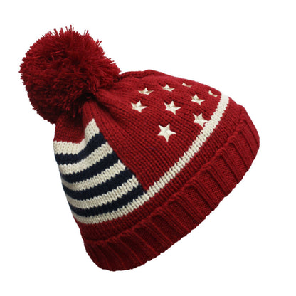 C.C American Flag Knit Pom Hat For Kids