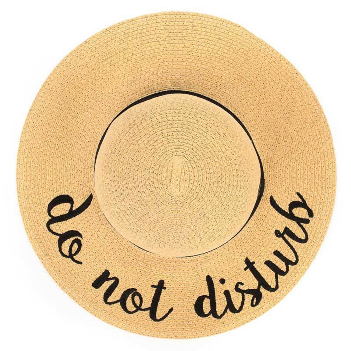 C.C Paper Brim Straw Hat With Lettering And Ribbon Band 100% Paper Straw