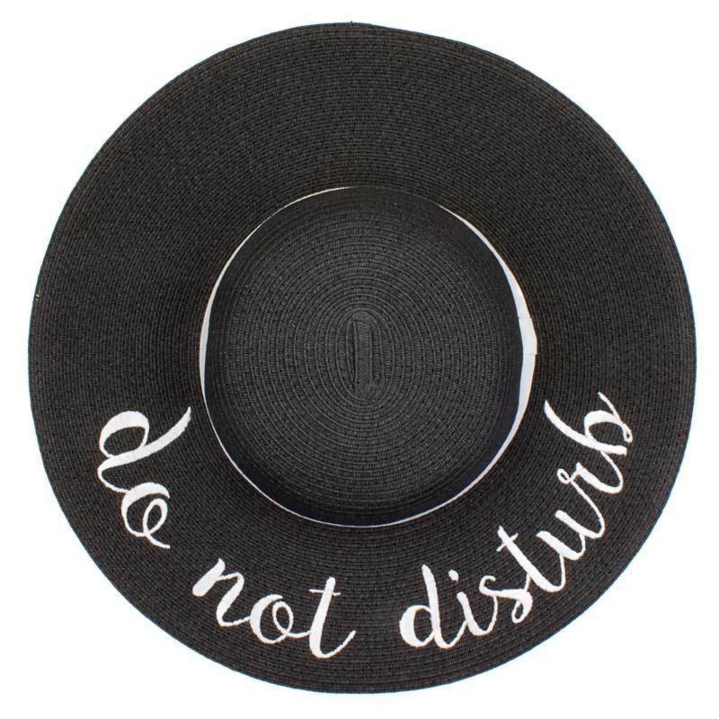 C.C Paper Brim Straw Hat With Lettering And Ribbon Band 100% Paper Straw