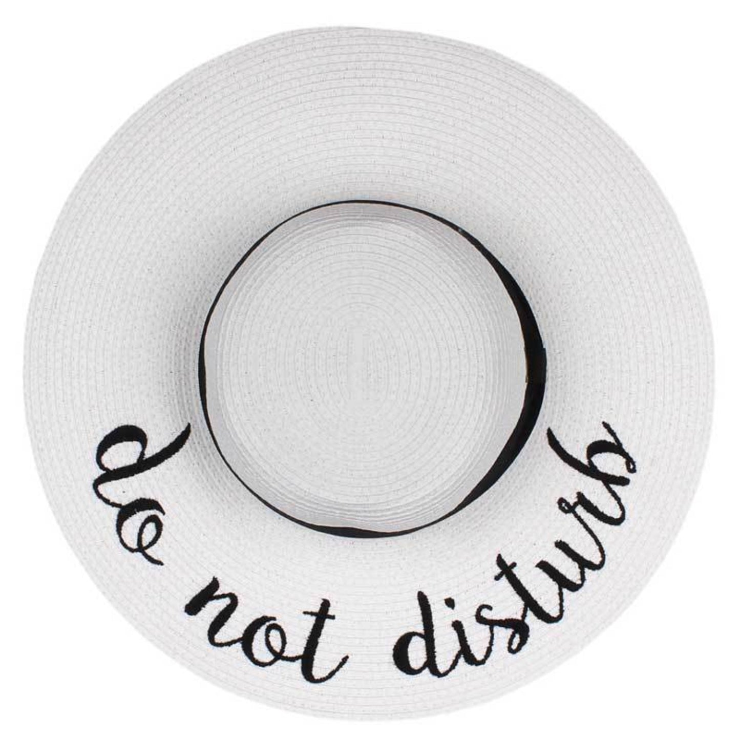 C.C Paper Brim Straw Hat With Lettering And Ribbon Band 100% Paper Straw