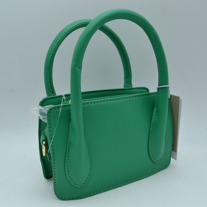 Structured Top Handle Handbag with Minimalist Design - Kelly Green - Handbags