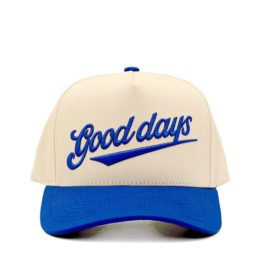 Dark Blue CC Beanie “Good Days” Letter Embroidered Two-Tone Trucker Hat Baseball Cap features uplifting embroidered lettering with a stylish two-tone color design for a relaxed, modern look. The classic trucker silhouette offers breathable comfort and an adjustable fit, making it perfect for everyday wear.