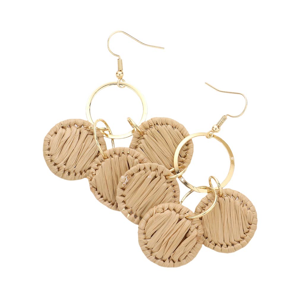 Drak Gray Open Circle Woven Raffia Link Dangle Earrings, turn your ears into a chic fashion statement with these woven raffia link dangle earrings! The beautifully crafted design adds a gorgeous glow to any outfit. Put on a pop of color to complete your ensemble in perfect style. Complete your look with these open-circle woven raffia earrings. 
