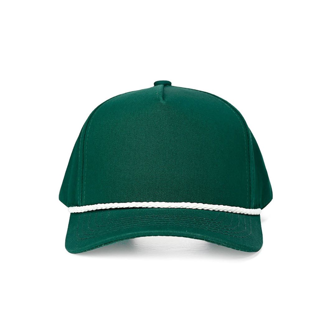Dark Green CC Beanie Solid Trucker Hat Baseball Cap with Rope Point Detail features a clean, plain design accented by a classic rope detail for a timeless, laid-back look. The structured trucker style offers breathable comfort and an adjustable fit, making it perfect for everyday wear.