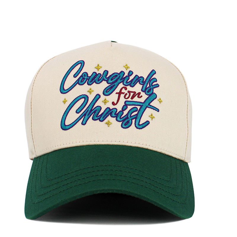 Dark Green Celebrate faith with western flair in this COWGIRLS FOR CHRIST two-tone five-panel baseball cap, featuring bold lettering that makes a meaningful statement. Designed for everyday comfort and casual style, it’s perfect for church events, outdoor activities, or adding a faith-forward touch to any outfit.