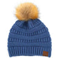 Dark Denim Stay warm and cozy with this classic C.C Pom Pom Knit Beanie, crafted from 100% soft acrylic for all-day comfort. The ribbed knit design adds texture and durability, while the signature pom pom on top brings a playful touch to any winter outfit. One size fits most, making it the perfect accessory for everyone. Ideal for cold weather adventures or casual everyday wear.