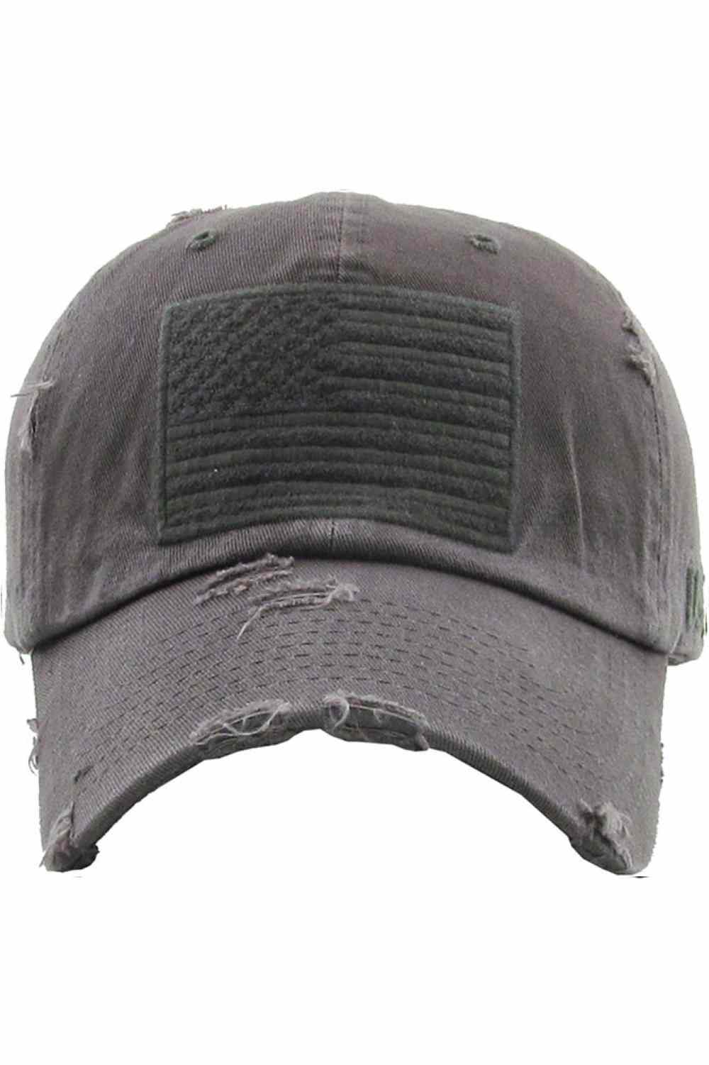 Dark Gray Show off your patriotic style with this Unisex American Flag washed vintage distressed baseball cap, featuring a classic worn-in look and bold flag detail. Designed for comfort with an adjustable fit, this everyday cap is perfect for casual outings, outdoor activities, or laid-back weekends.