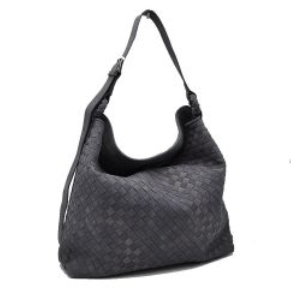 Dark-gray This slouchy hobo bag features a distinctive woven pattern across its exterior, offering a textured and modern look for everyday use. Designed with a spacious main compartment to easily accommodate daily essentials, the bag includes an adjustable flat shoulder strap secured with a metallic buckle for customizable carrying comfort. A decorative star-shaped charm is attached to the side via metallic hardware, adding a unique accent to the overall clean design.