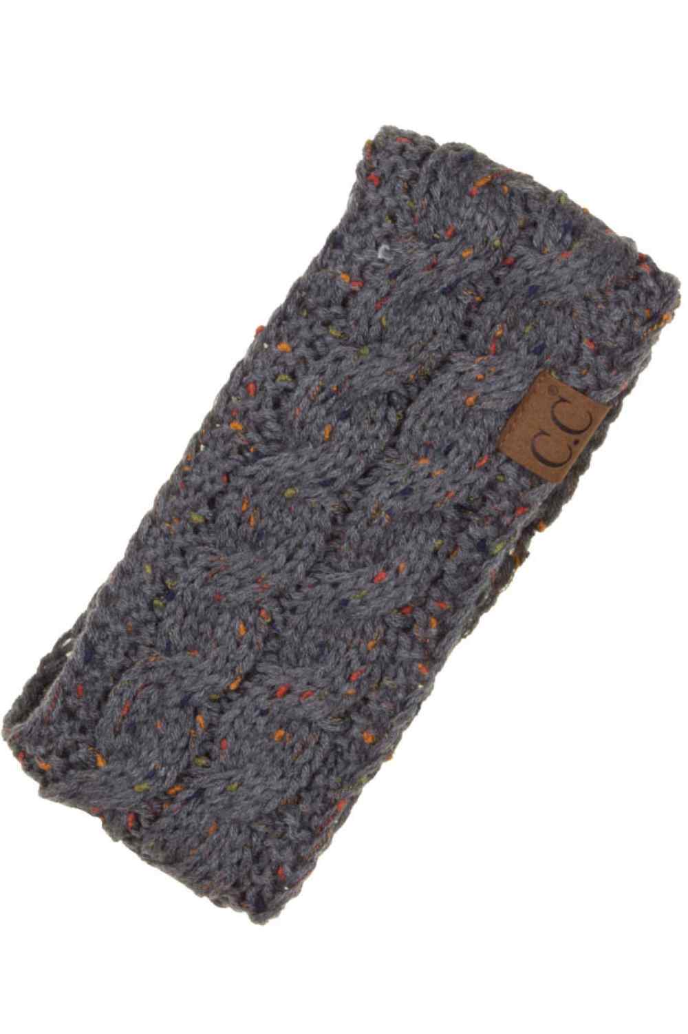 Dark Grey Cozy up with the C.C Chunky Knit Confetti Sherpa Lined Headband, the perfect blend of warmth and style. Crafted from 100% acrylic, this headband features a chunky knit exterior with a soft sherpa lining for maximum comfort against your skin. The playful confetti pattern adds a fun pop of color to any winter outfit. One size fits most, making it an easy grab-and-go accessory for chilly days. Whether you're heading out for a quick errand or settling in for the season, this headband keeps you warm wi