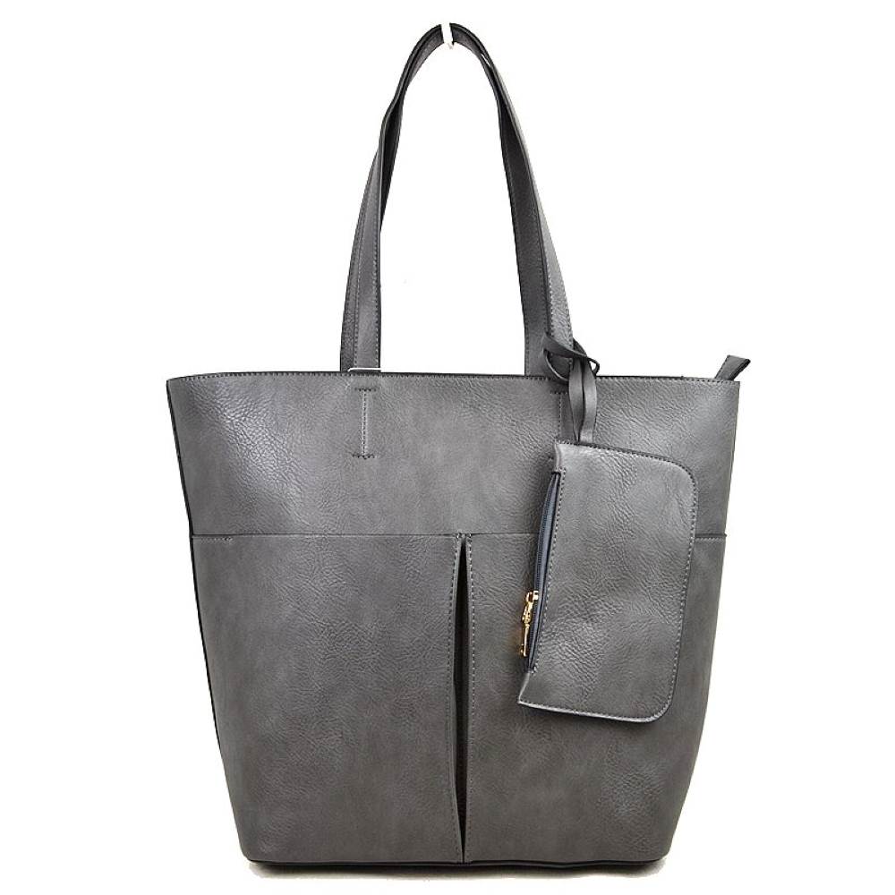 Dark Grey 3 In 1 Large Soft&nbsp;Faux&nbsp;Leather Women's Tote Handbags, There's spacious and soft leather tote offers triple the styling options. Featuring a spacious profile and a removable pouch makes it an amazing everyday go-to bag. Spacious enough for carrying any and all of your outgoing essentials. The straps helps carrying this shoulder bag comfortably. Perfect as a beach bag to carry foods, drinks, big beach blanket, towels, swimsuit, toys, flip flops, sun screen and more.