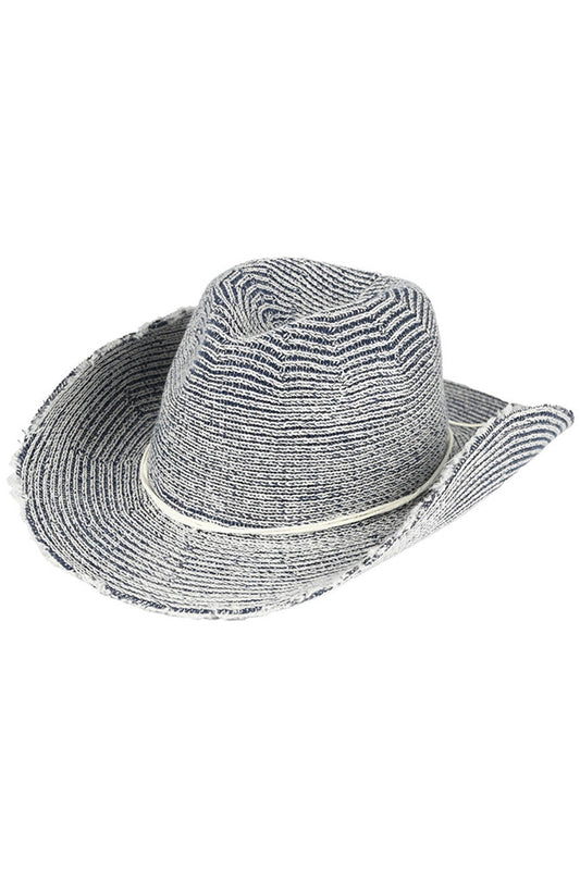 Denim C.C Distressed Vintage Style Cowboy Hat combines fashion and function with its worn-in look and sturdy design. Crafted with high-quality materials, this cowboy hat offers tried and true protection from the sun while adding a touch of rugged charm to any outfit.