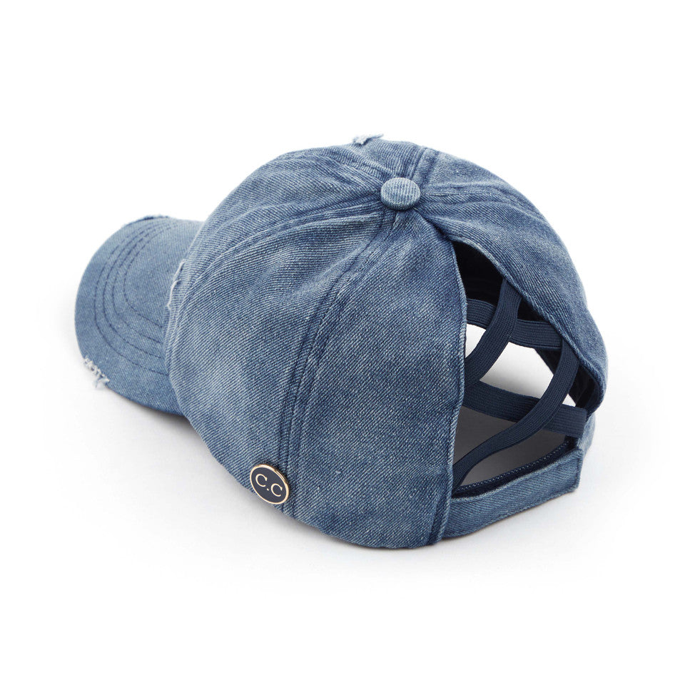 Denim C.C BASEBALL PONYCAP is the perfect accessory for any sports enthusiast. Made with high-quality materials, this cap offers both style and functionality. With its comfortable fit and sleek design, it will keep you looking and feeling cool while you support your favorite team. Upgrade your game day look with the C.C BASEBALL PONYCAP.