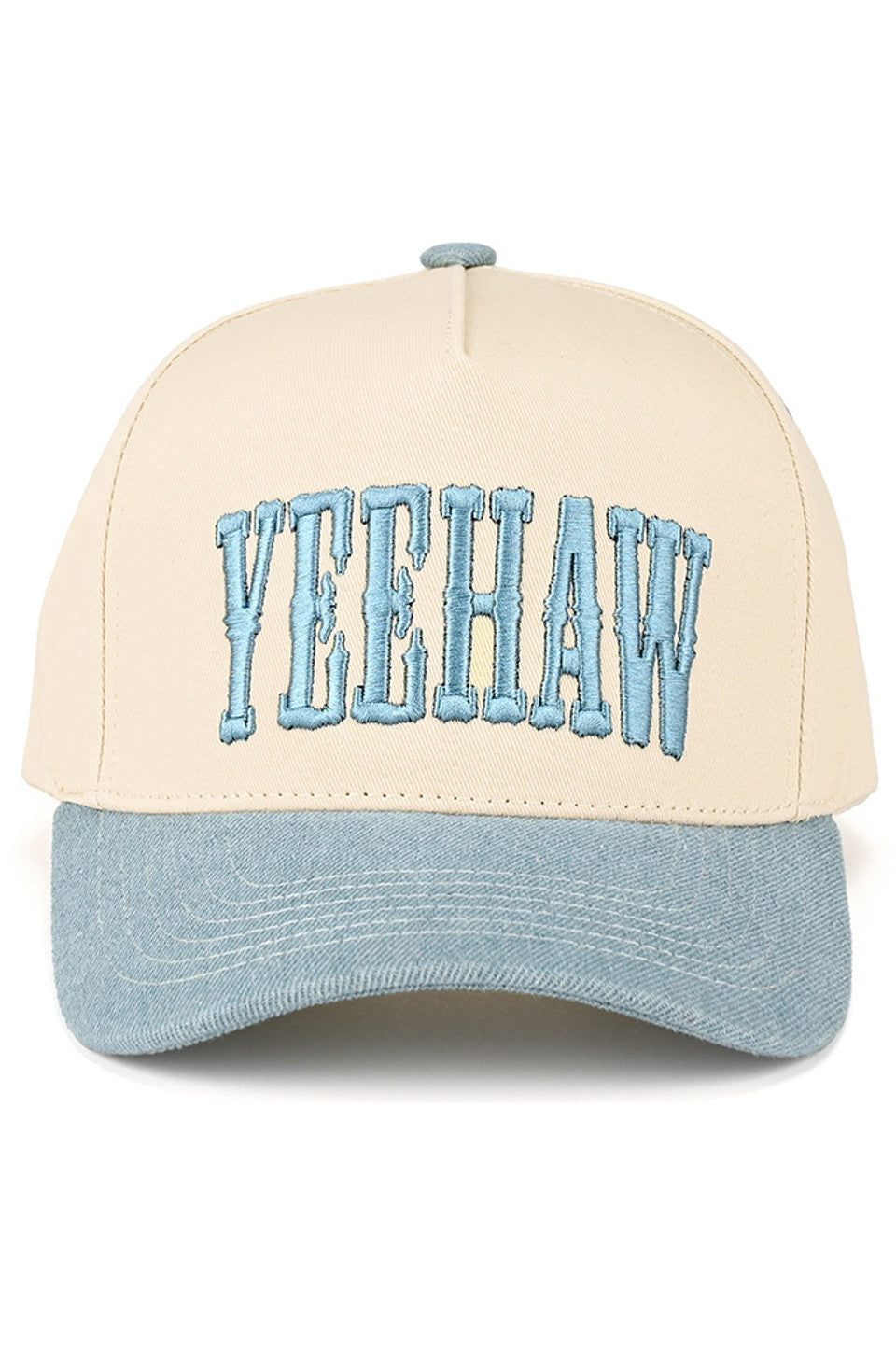 Denim C.C YEEHAW Embroidery Two Tone Cotton Trucker Cap combines classic trucker style with durable cotton fabric for lasting comfort. Featuring a distinctive two-tone design and detailed embroidery, this cap offers both a stylish look and breathable wear. Ideal for outdoor activities or casual everyday use, it provides adjustable fit and reliable sun protection. Elevate your headwear collection with this expertly crafted accessory that seamlessly balances function and fashion. 