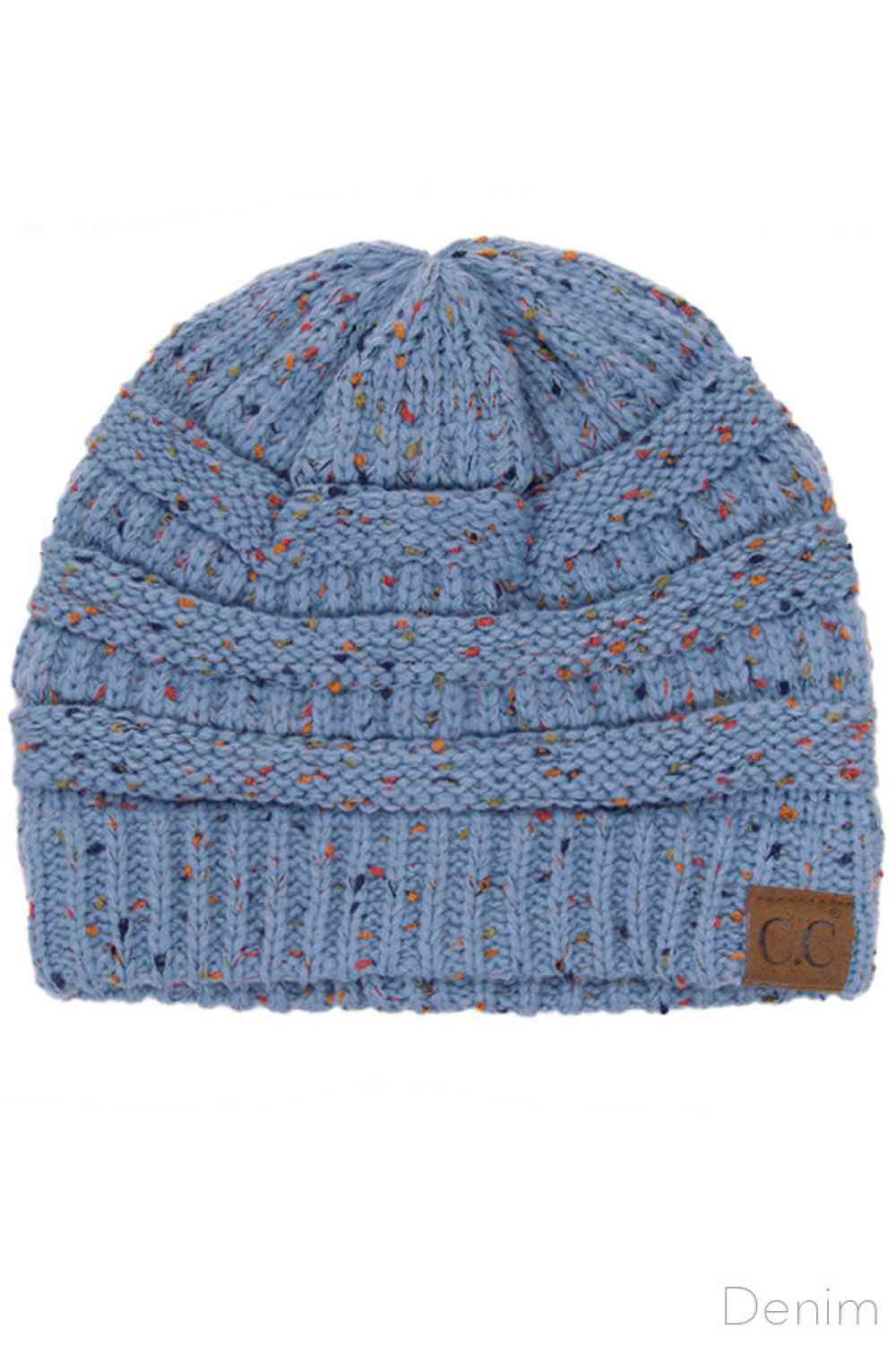 Denim Stay warm with timeless style in this C.C Confetti Cable Knit Beanie. Crafted from 100% soft acrylic, the classic cable knit texture provides excellent insulation while maintaining breathability for all-day comfort. The playful confetti detailing adds visual interest to this versatile essential. Lightweight yet durable, this beanie transitions seamlessly from casual outings to outdoor adventures, making it a reliable choice for any season.