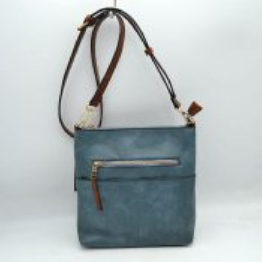 Women’s Kaylee Soft PU Vegan Leather 2 in 1 Tote Crossbody Bag - Denim - Crossbody Bags