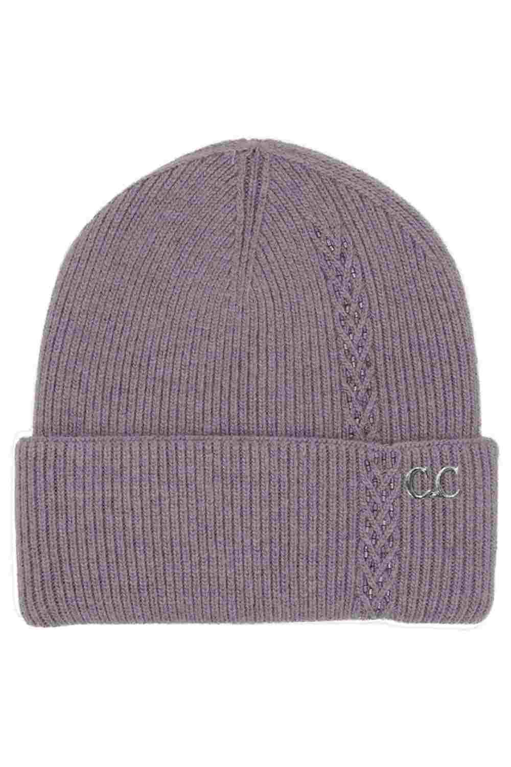 Dusty Violet C.C Bead Embellishments Angora Cuff Beanie showcases a soft angora knit finished with delicate bead detailing for a stylish touch of sparkle. Designed with a cozy cuff and stretch fit, it keeps you warm and comfortable while elevating your winter look effortlessly.
