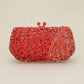 Madeline Love Red Floral Leaf Crystal Frame Evening Clutch Shoulder Bag - Bags & Wallets - desc