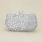 Madeline Love Silver Floral Leaf Crystal Frame Evening Clutch Shoulder Bag - Bags & Wallets - desc
