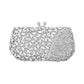 Madeline Love Silver Floral Leaf Crystal Frame Evening Clutch Shoulder Bag - Bags & Wallets - extra